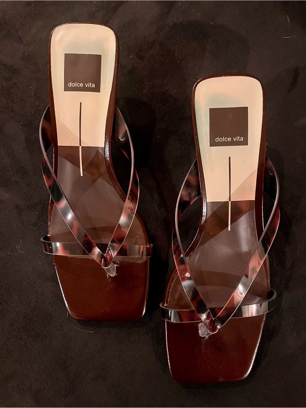 Dolce Vita Tortoiseshell Strap Brown Kitten-Heel Slip On - Picture 3 of 6